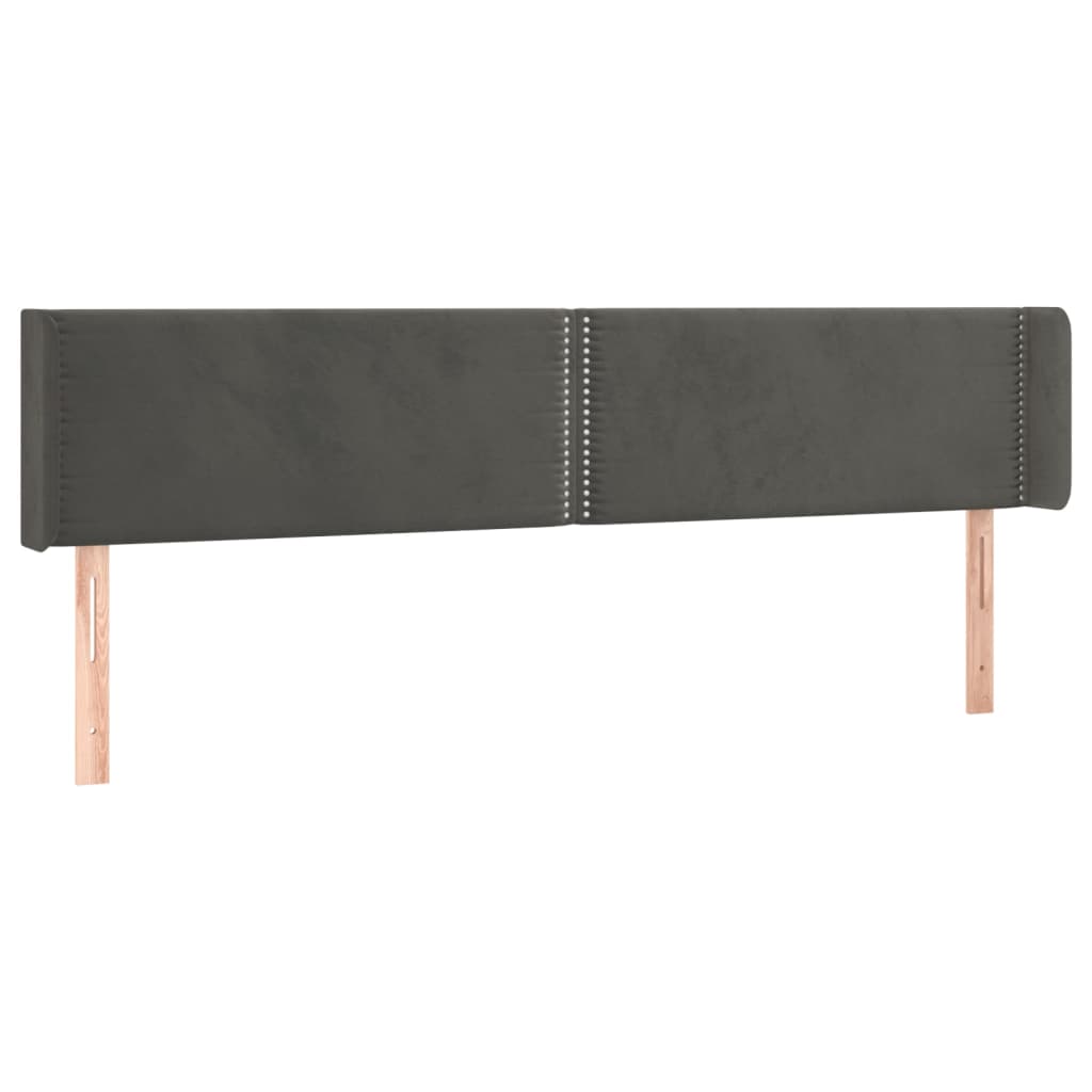 Cabeceira cama c/ luzes LED veludo 183x16x78/88cm cinza-escuro