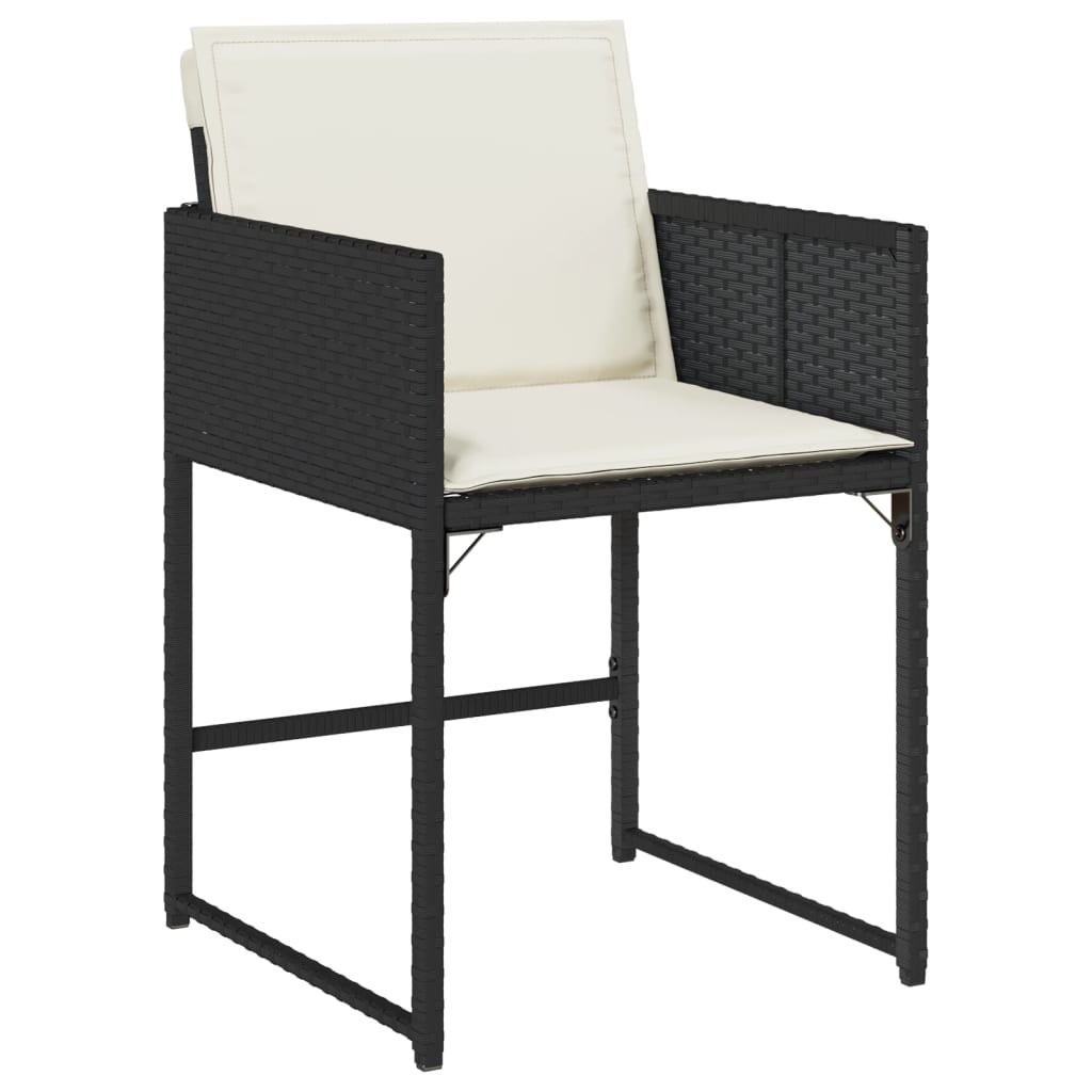 11 Pcs conjunto de jantar p/ jardim c/ almofadões vime PE preto