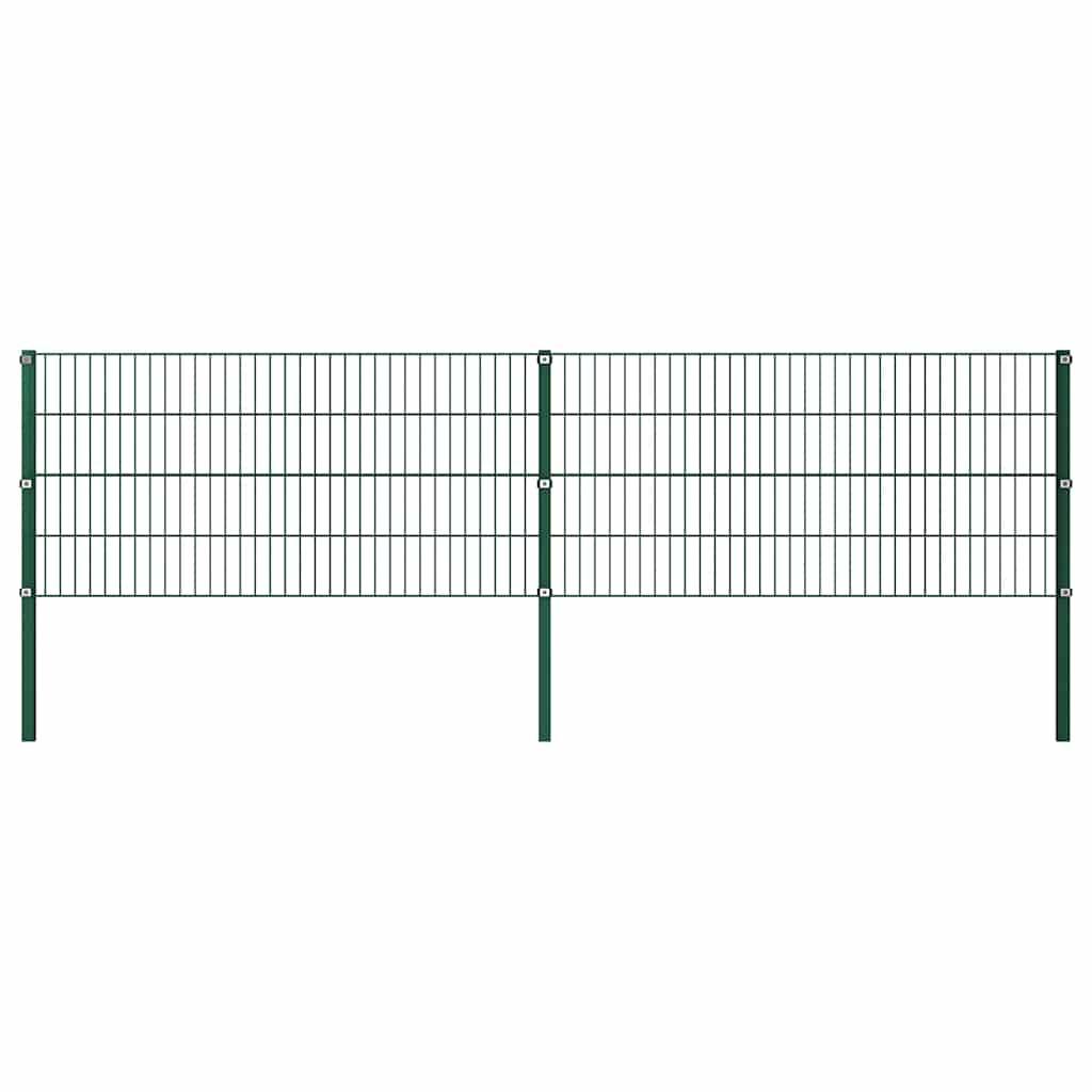 Painel de vedação com postes de ferro 349x80 cm verde