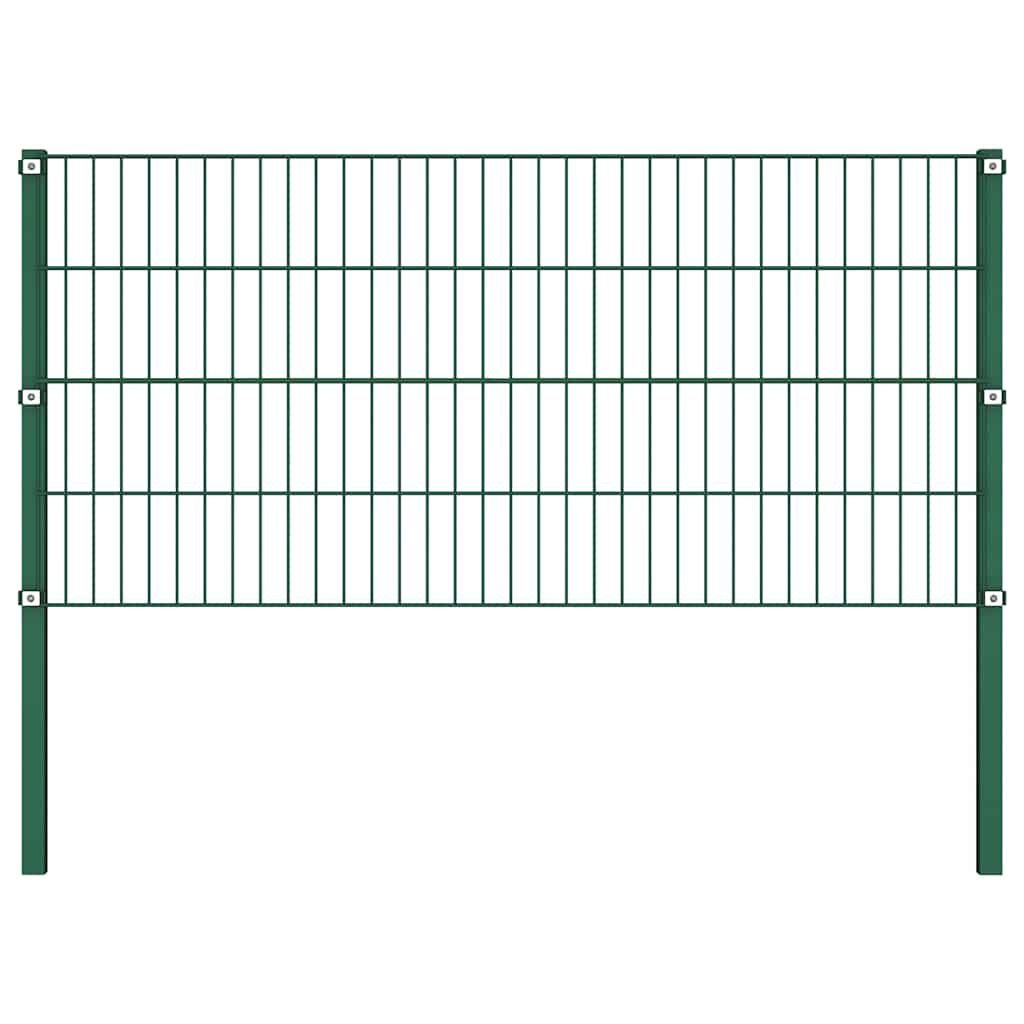 Painel de vedação com postes de ferro 349x80 cm verde