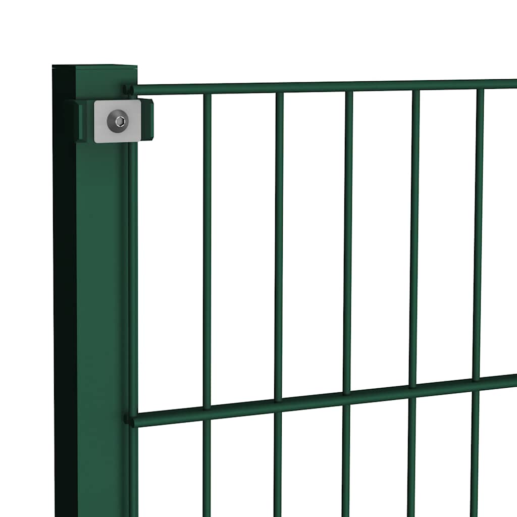 Painel de vedação com postes de ferro 349x80 cm verde