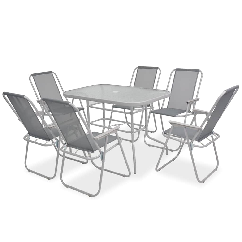 8Pcs conjunto de jantar para jardim textilene cinzento
