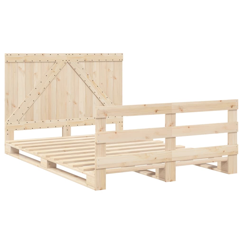 Estrutura de cama com cabeceira 140x200 cm pinho maciço