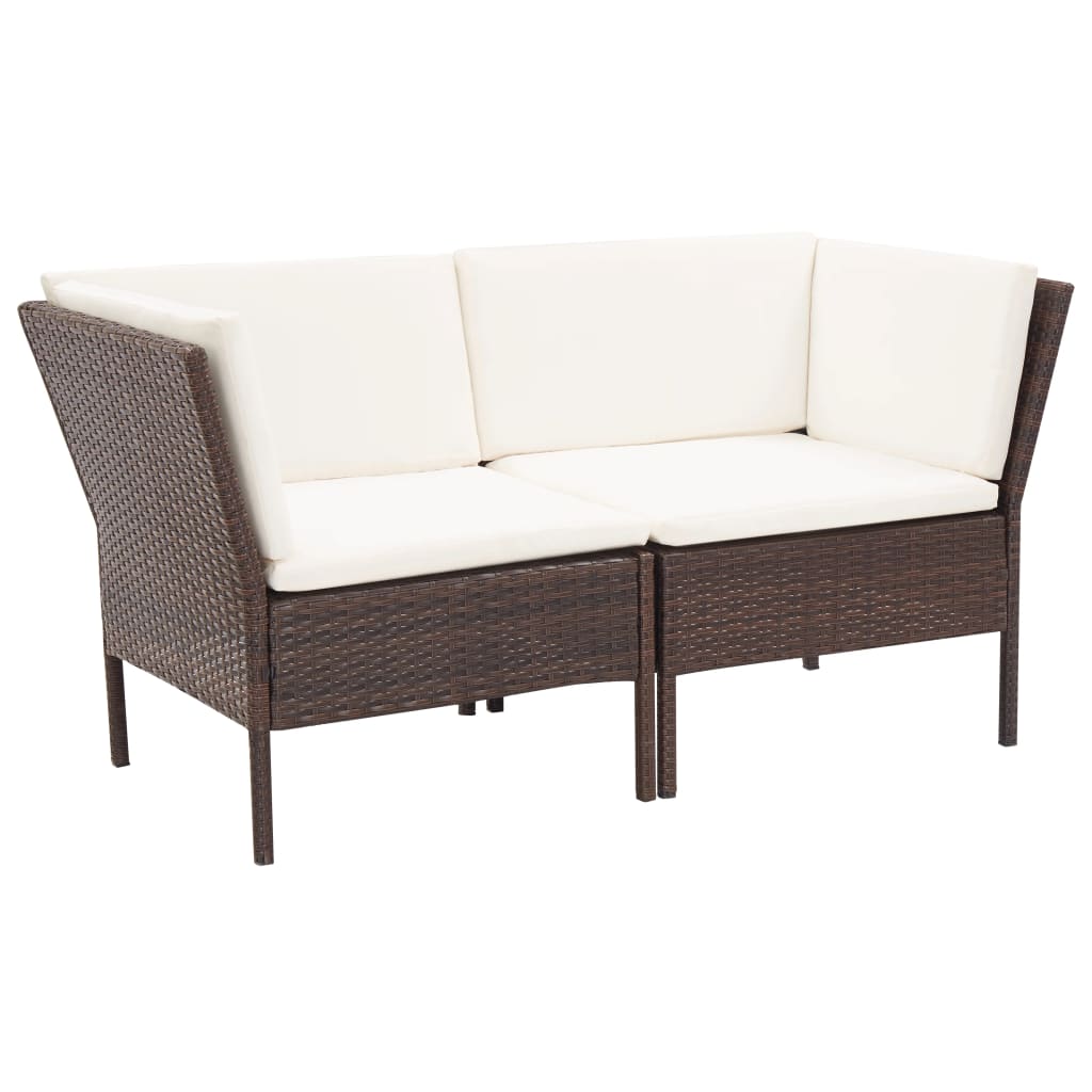 Conjunto lounge jardim c/ almofadões 6 pcs vime PE castanho