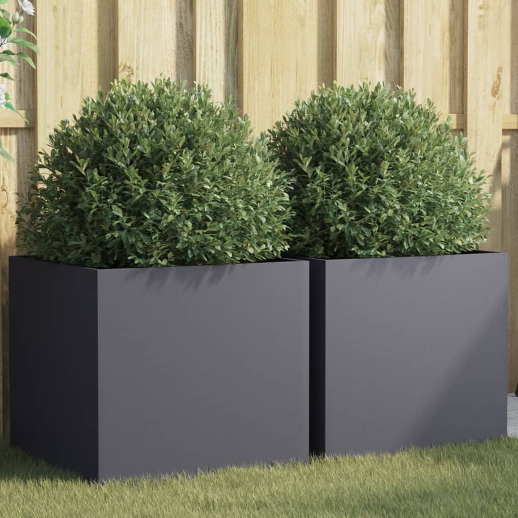 Vasos/floreiras 2 pcs 49x47x46 cm aço antracite