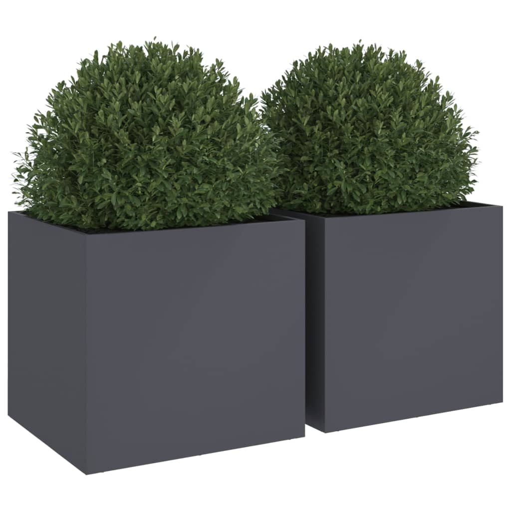 Vasos/floreiras 2 pcs 49x47x46 cm aço antracite