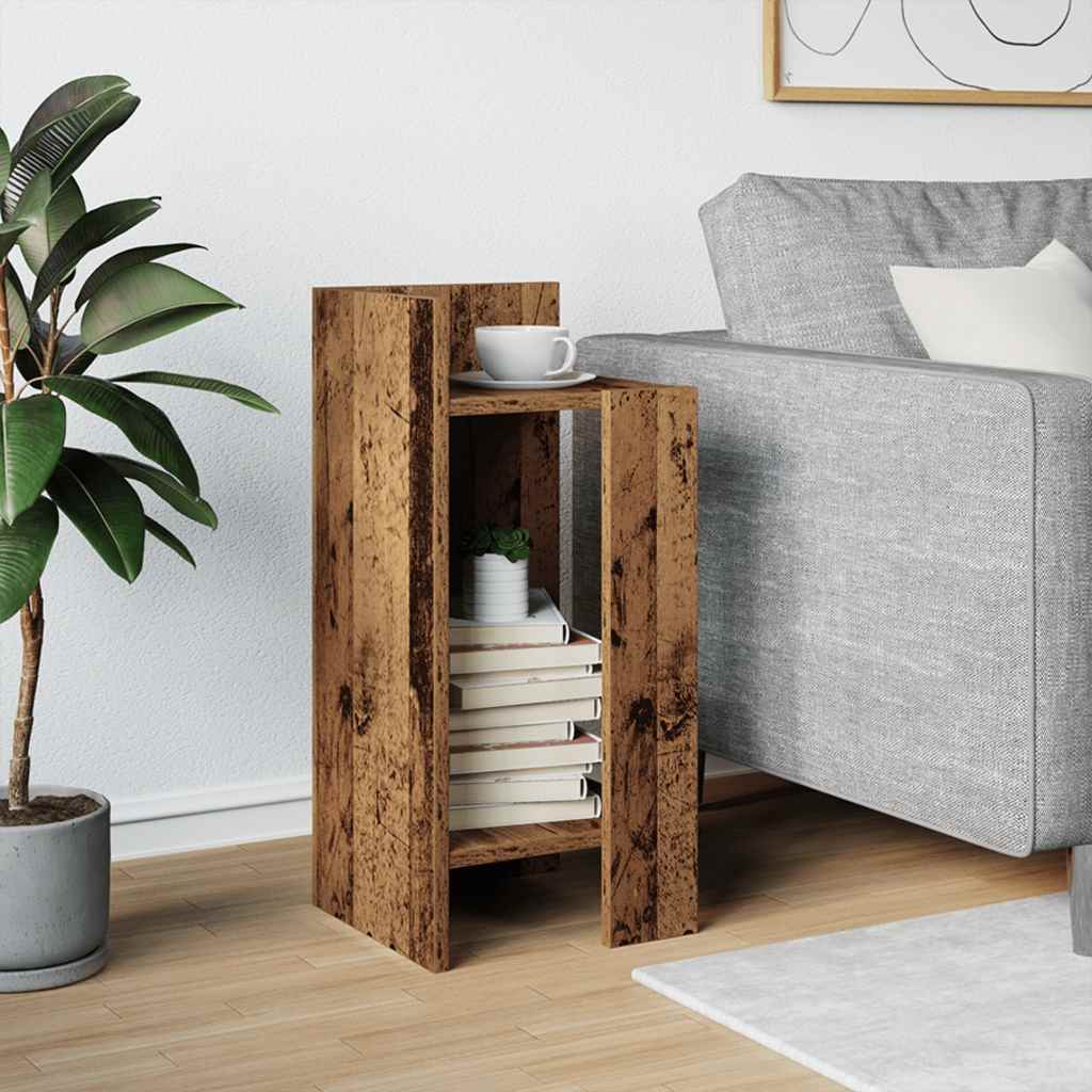 Mesa lateral com prateleira 110x50x103 cm madeira velha