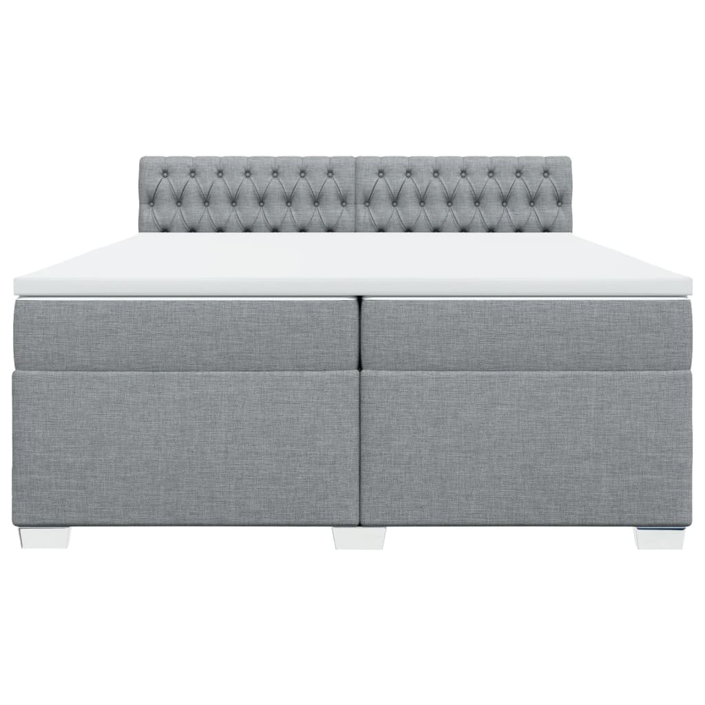 Cama com molas/colchão 200x200 cm tecido cinza-claro