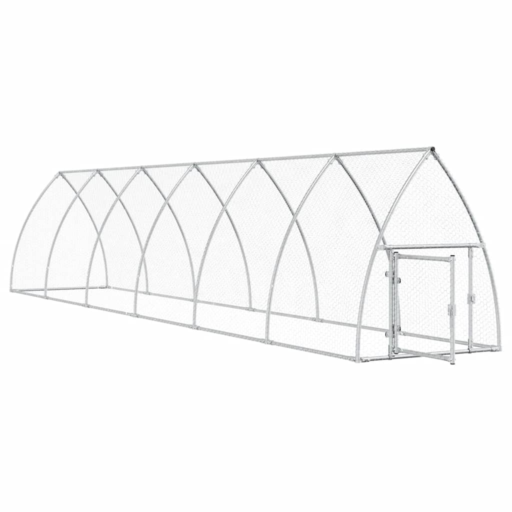 Galinheiro 600x105x120 cm aço galvanizado prateado