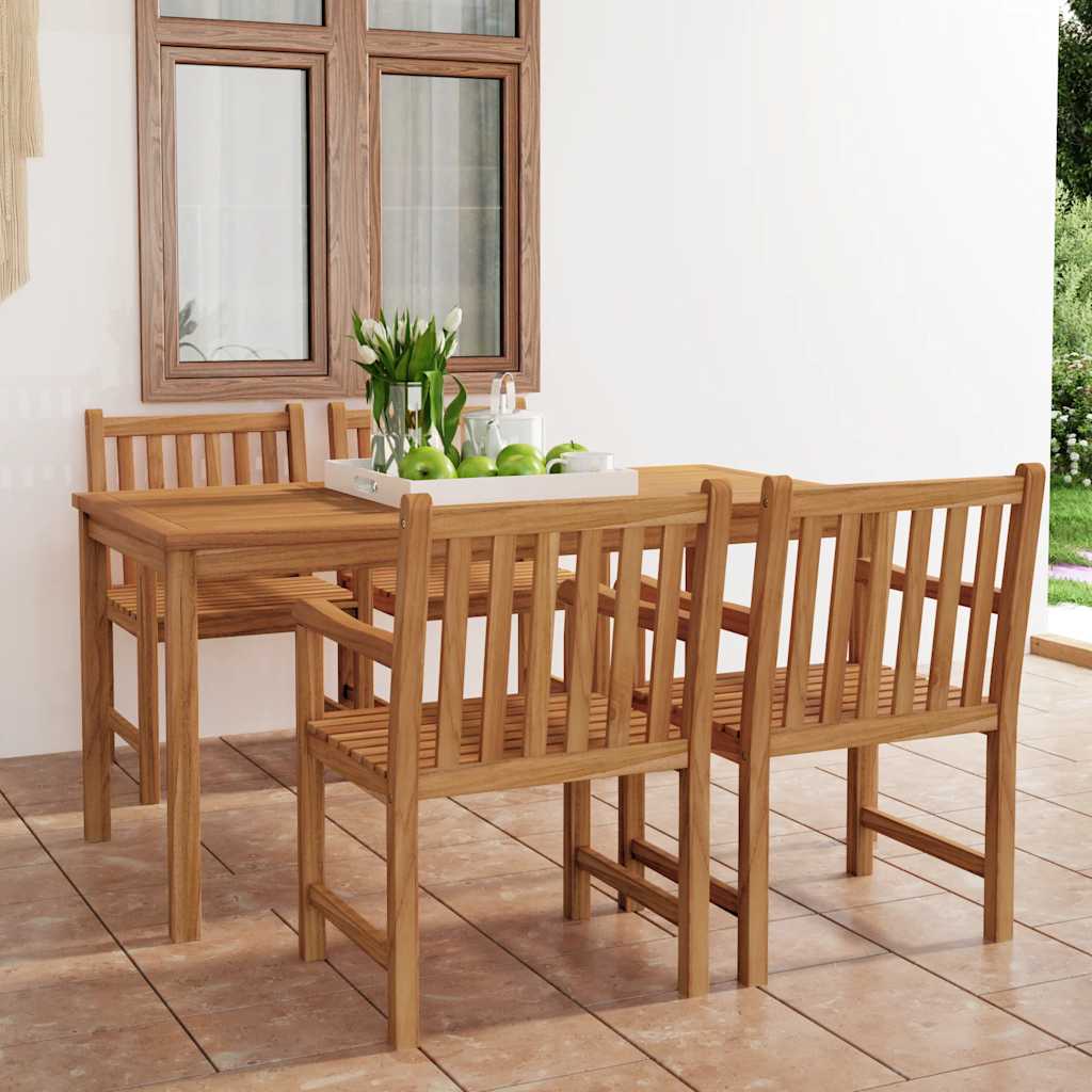 Conjunto de jantar de jardim de 5 peças, 180x90 cm, madeira de teca maciça