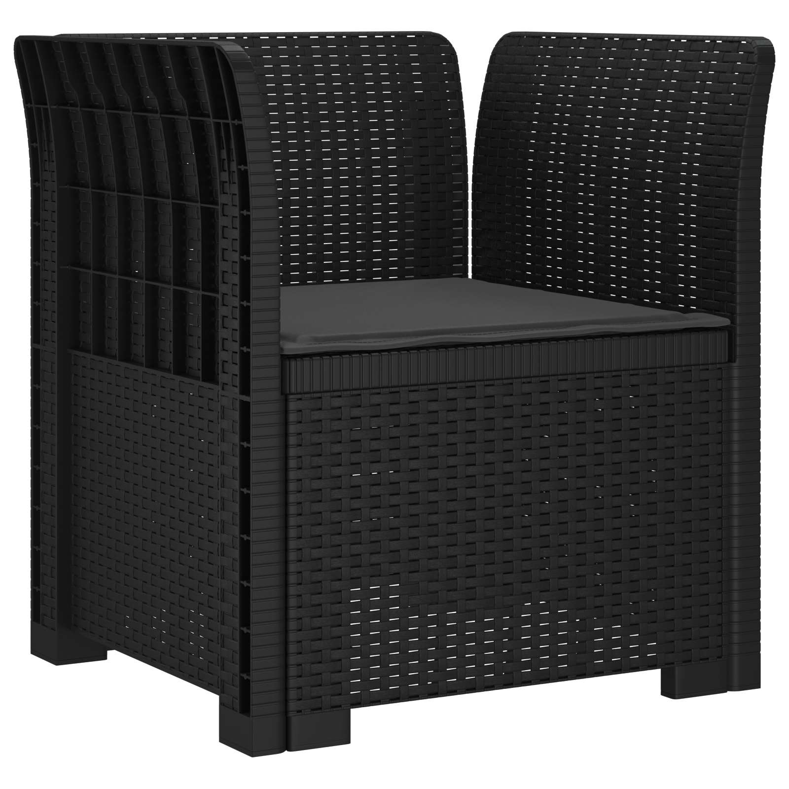 Poltrona 1 lugar com almofada look rattan PP antracite