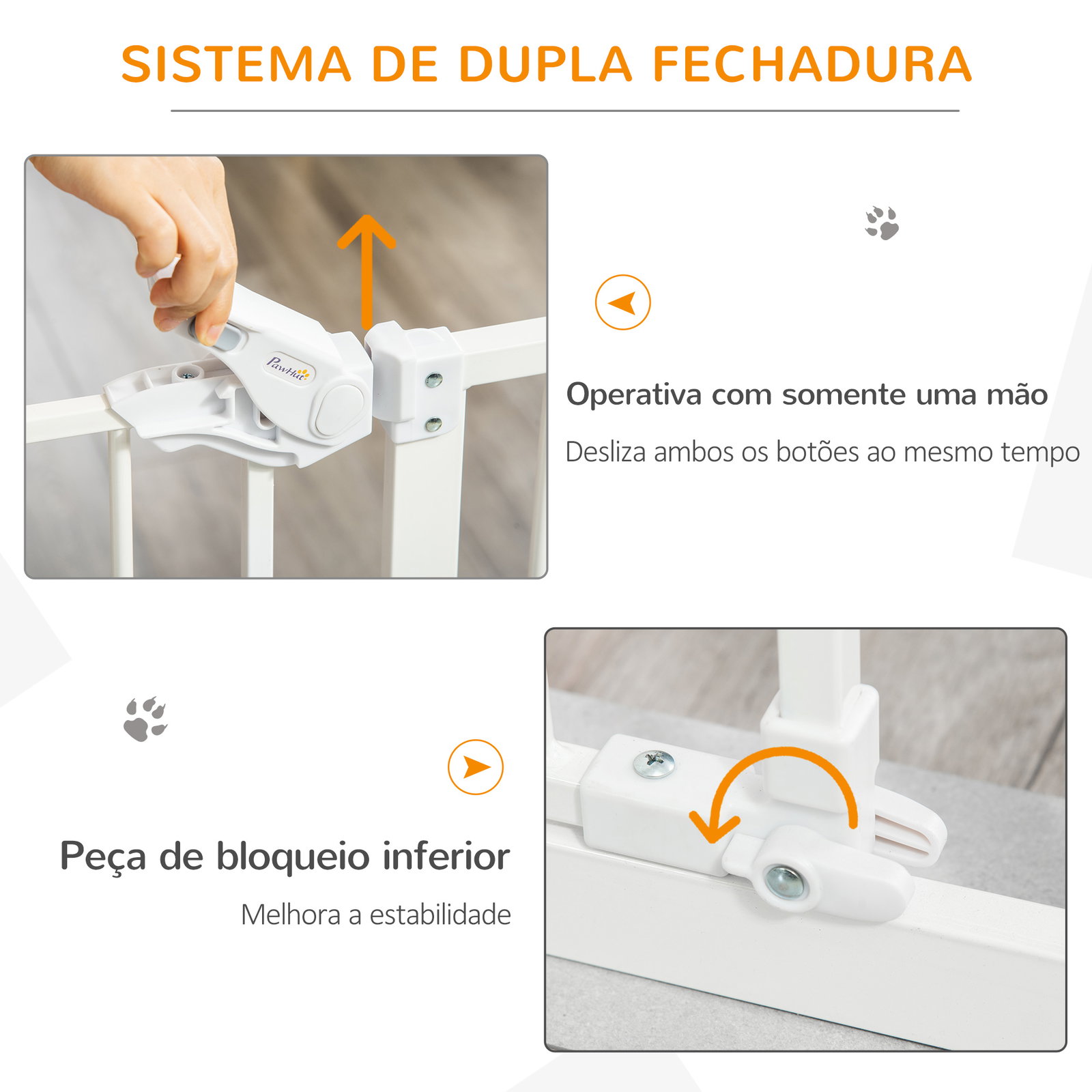 Barreira de Segurança para Cães Animais de Estimação 74-80cm para Escadas Portas e Corredor com Porta com Fechamento Automático