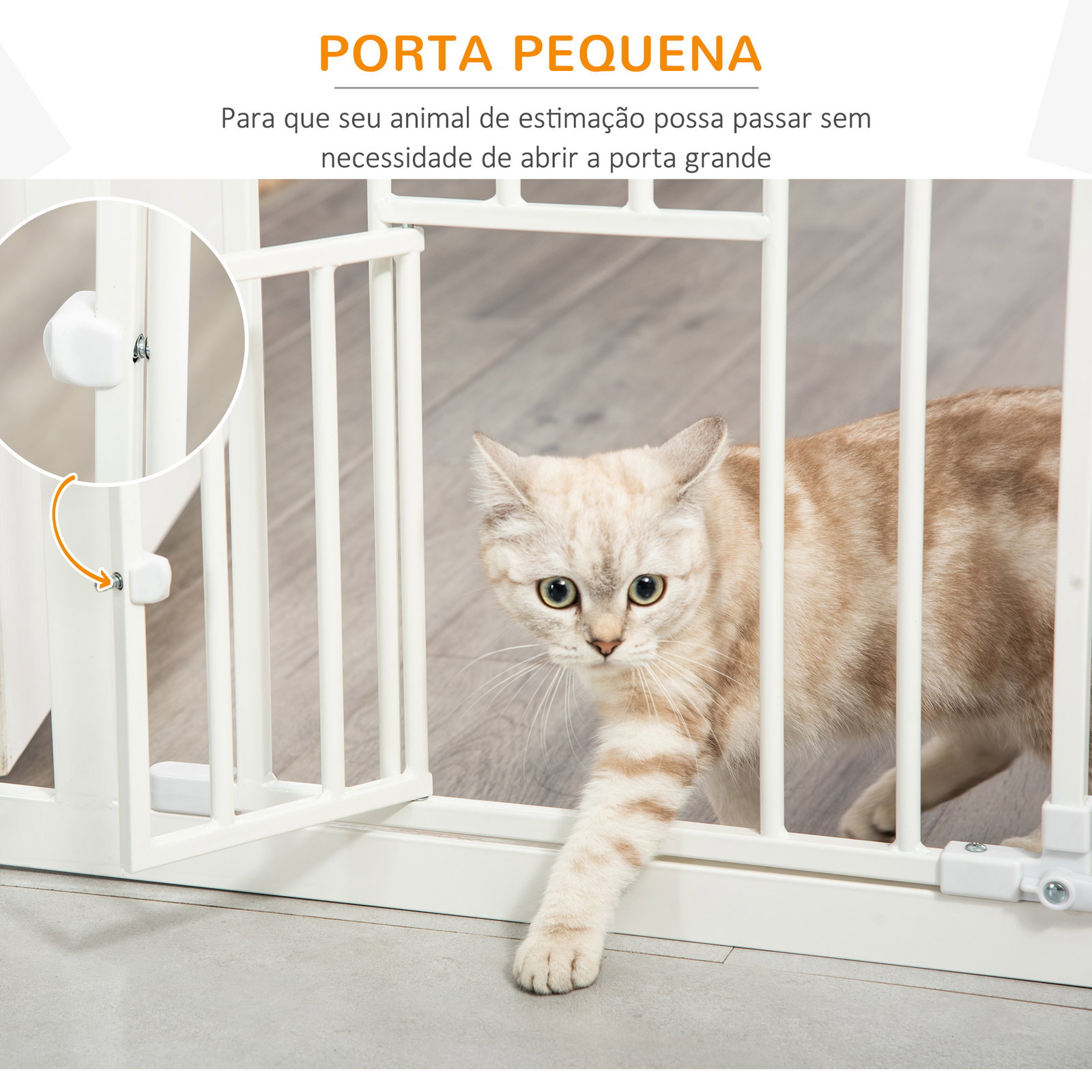 Barreira de Segurança para Cães Animais de Estimação 74-80cm para Escadas Portas e Corredor com Porta com Fechamento Automático