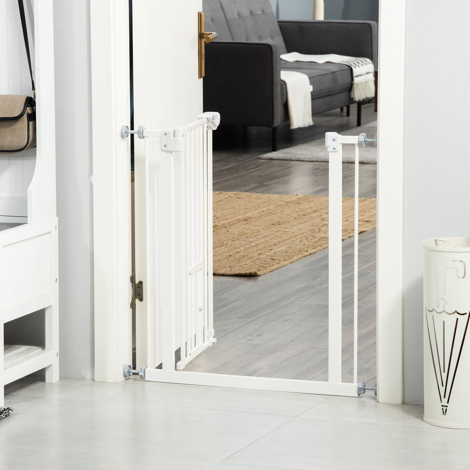 Barreira de Segurança para Cães Animais de Estimação 74-80cm para Escadas Portas e Corredor com Porta com Fechamento Automático