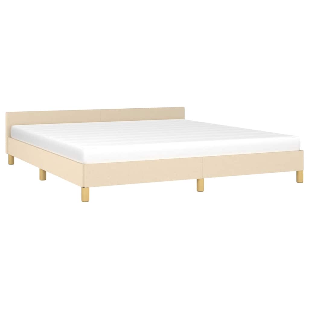 Estrutura de cama sem colchão 180x200 cm tecido cor creme