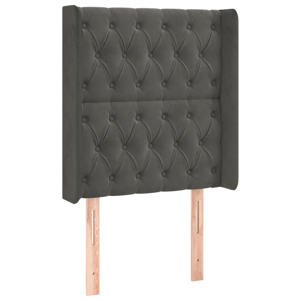 Cabeceira cama c/ luzes LED veludo 83x16x118/128cm cinza-escuro
