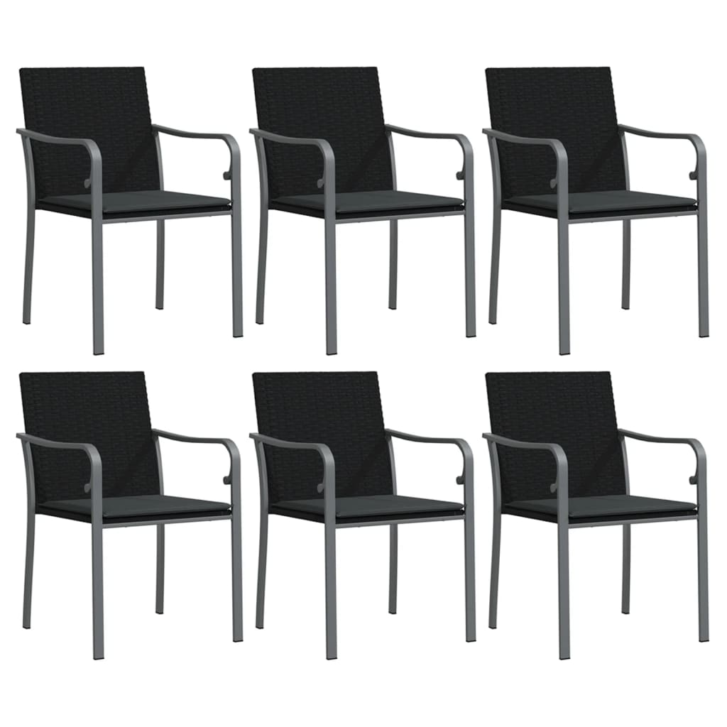 7 Pcs conjunto de jantar p/ jardim c/ almofadões vime PE e aço