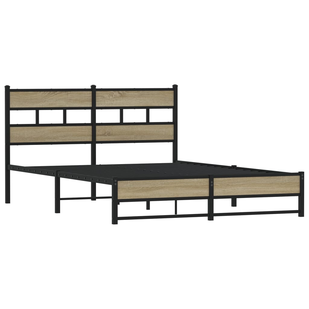 Estrutura de cama sem colchão 160x200cm metal carvalho sonoma