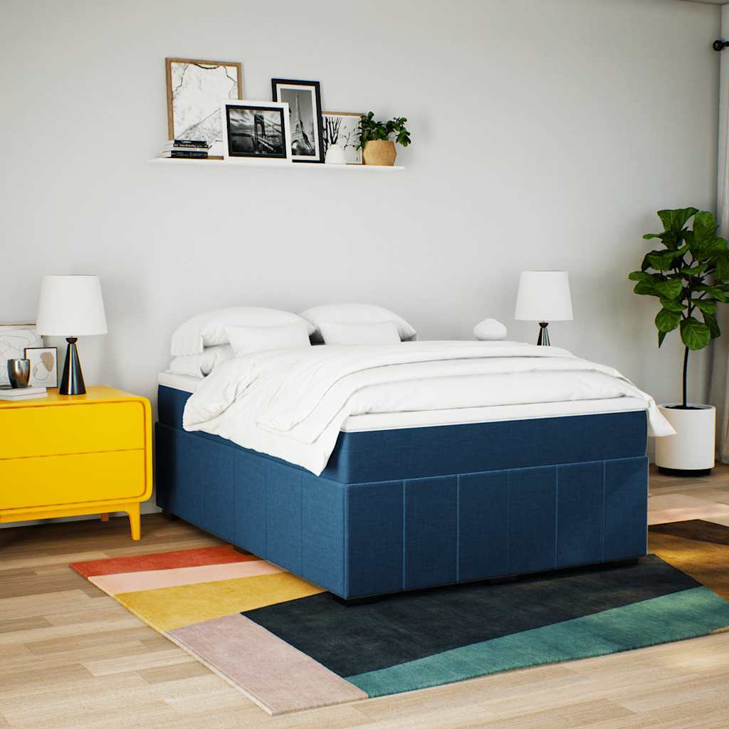Cama com molas/colchão 140x190 cm tecido azul