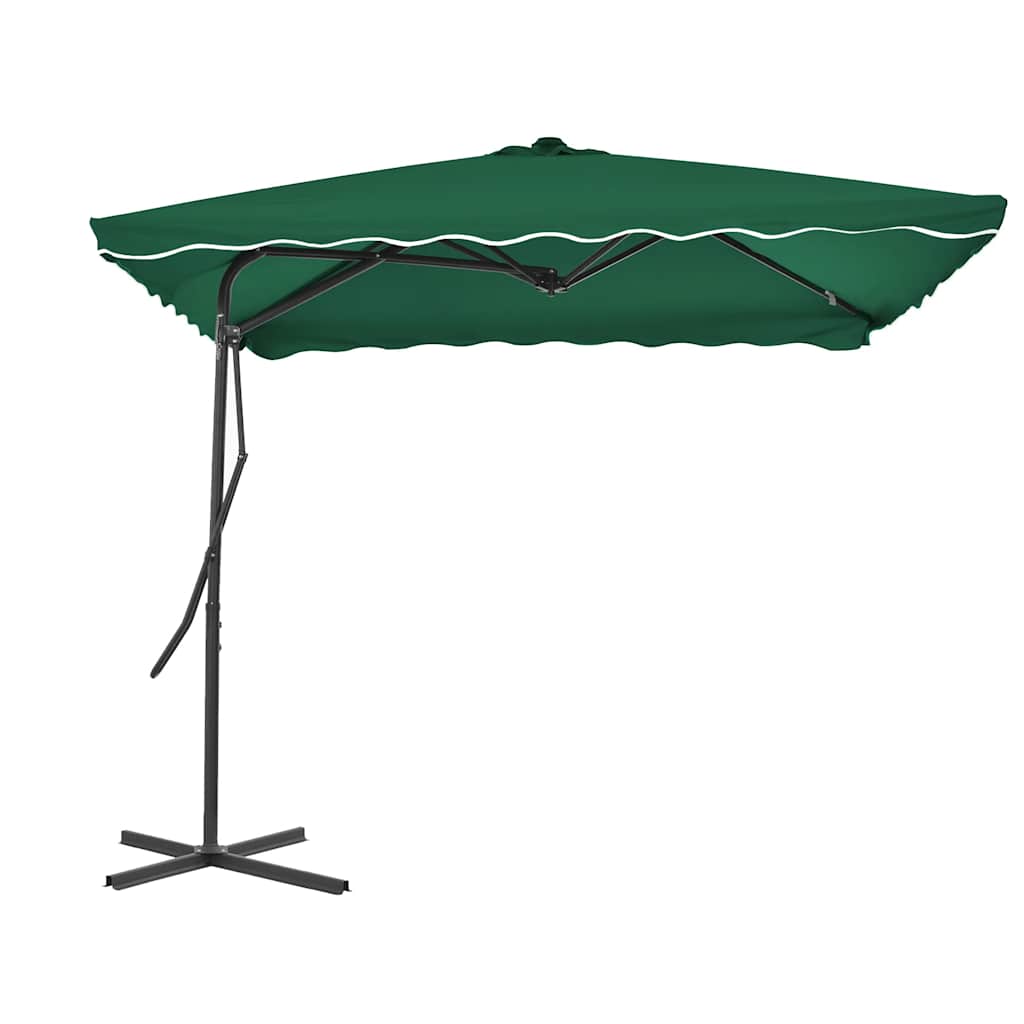 Guarda-sol de exterior com poste em aço 250x250 cm verde