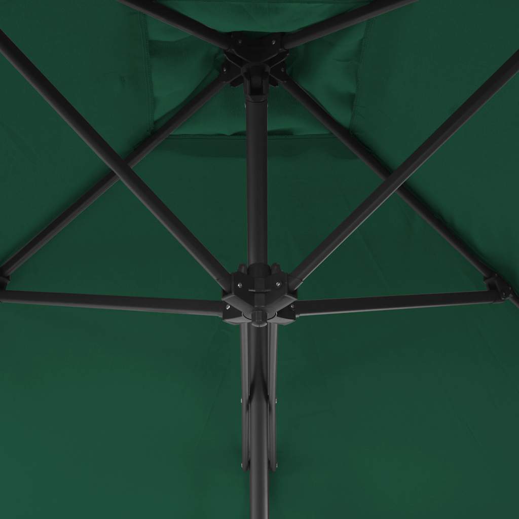 Guarda-sol de exterior com poste em aço 250x250 cm verde