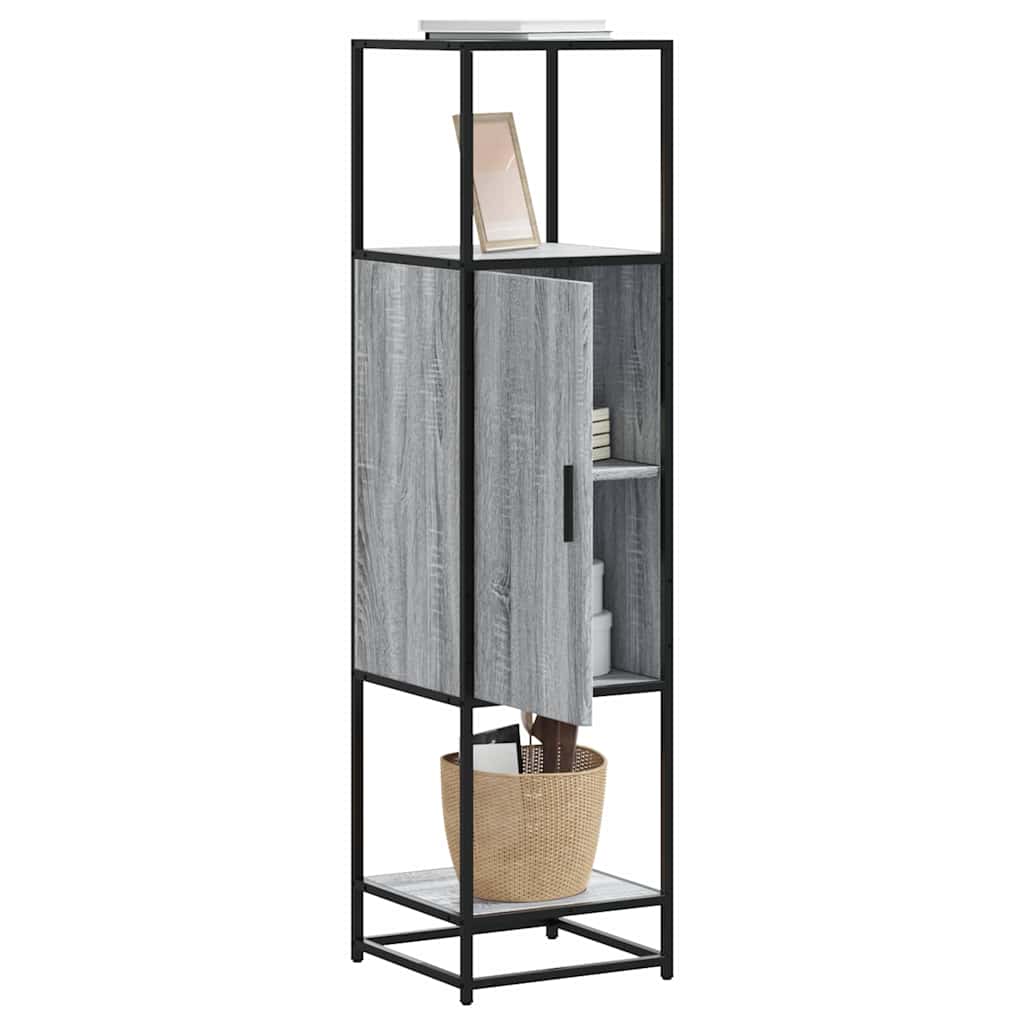 Armário alto 35,5x35x139 cm madeira e metal cinza sonoma