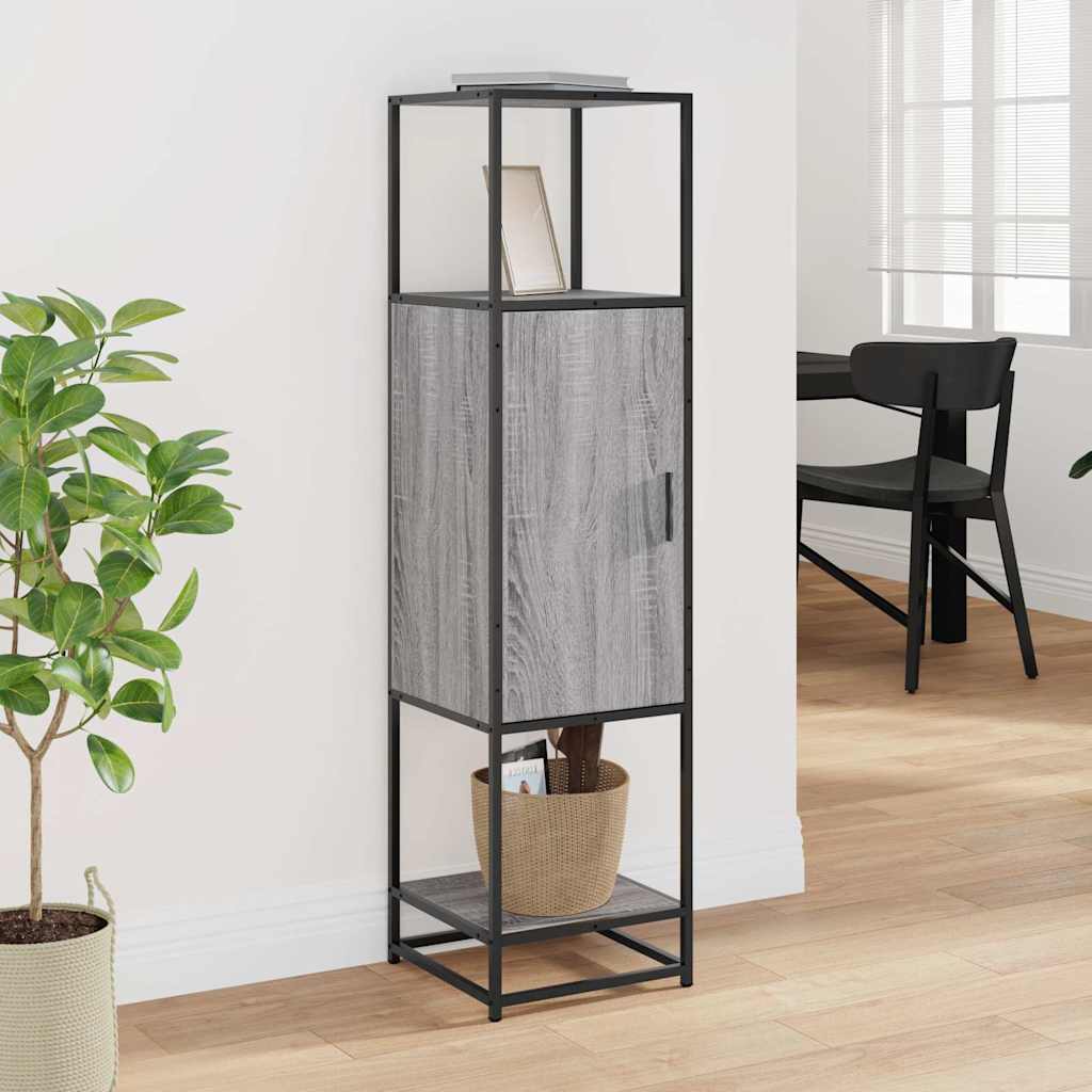 Armário alto 35,5x35x139 cm madeira e metal cinza sonoma