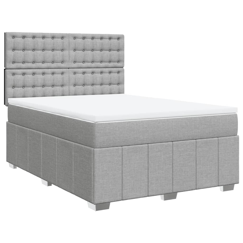 Cama com molas/colchão 140x190 cm tecido cinzento-claro