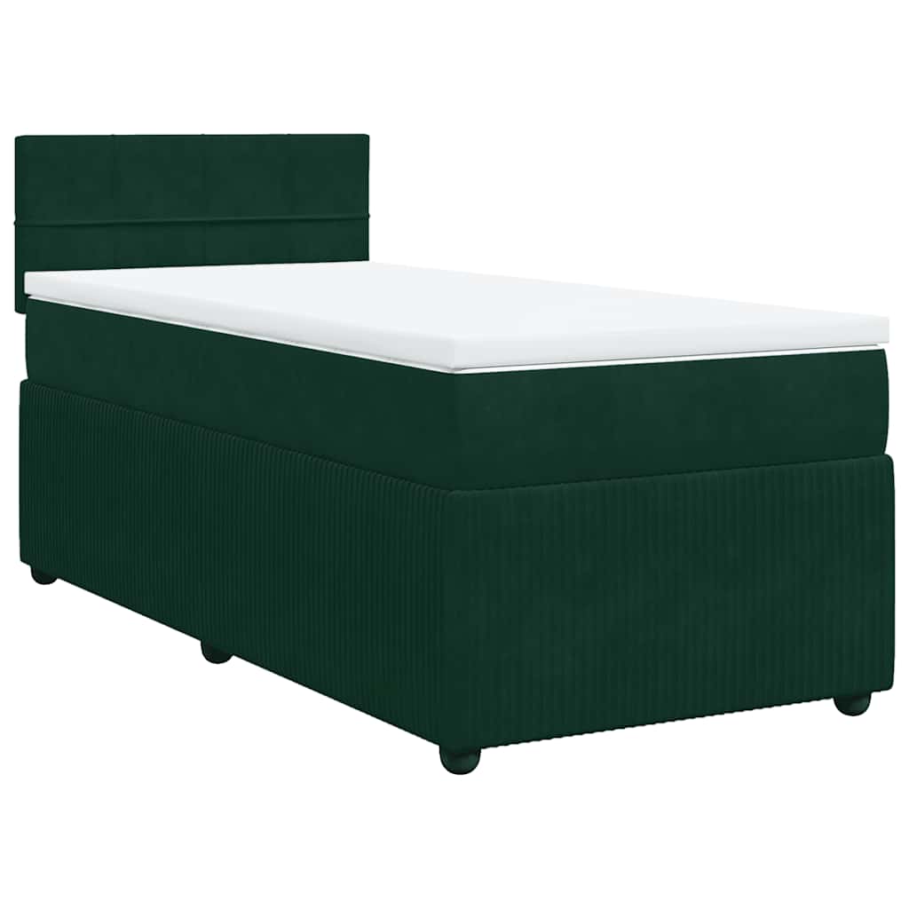 Cama com molas/colchão 90x190 cm veludo verde-escuro