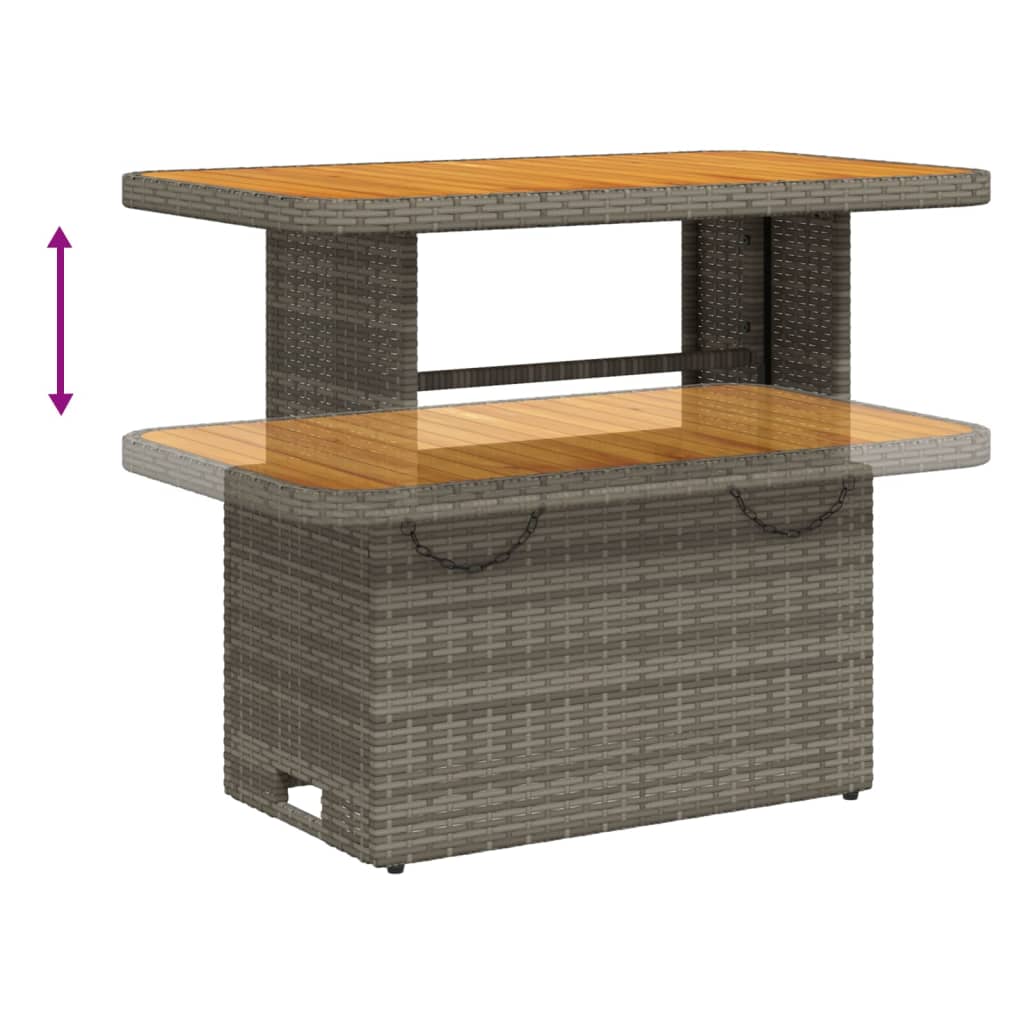 2 Pcs conjunto de jantar p/ jardim c/ almofadões vime PE cinza