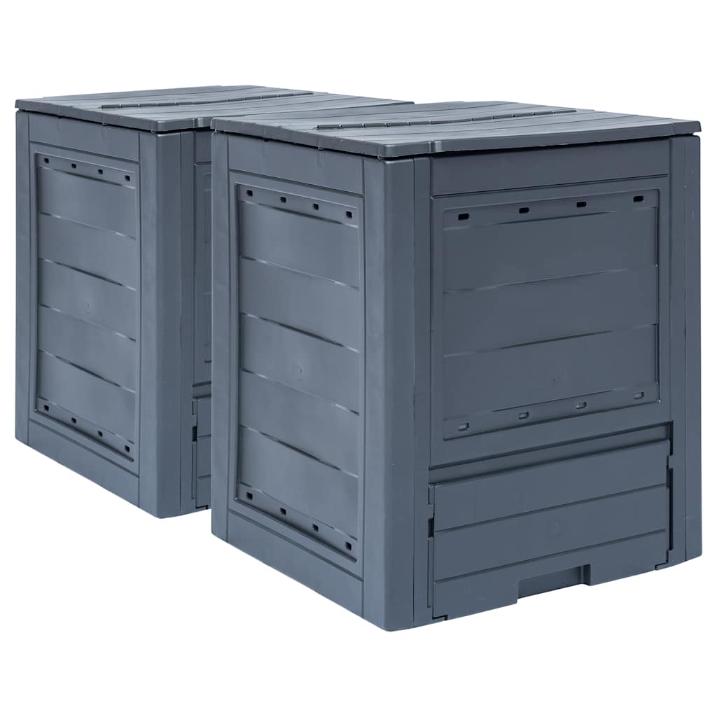 Compostores de jardim 2 pcs 60x60x73 cm 520 l cinzento