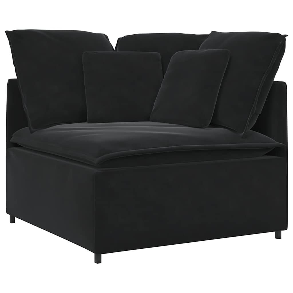 Sofá modular com almofadas veludo preto