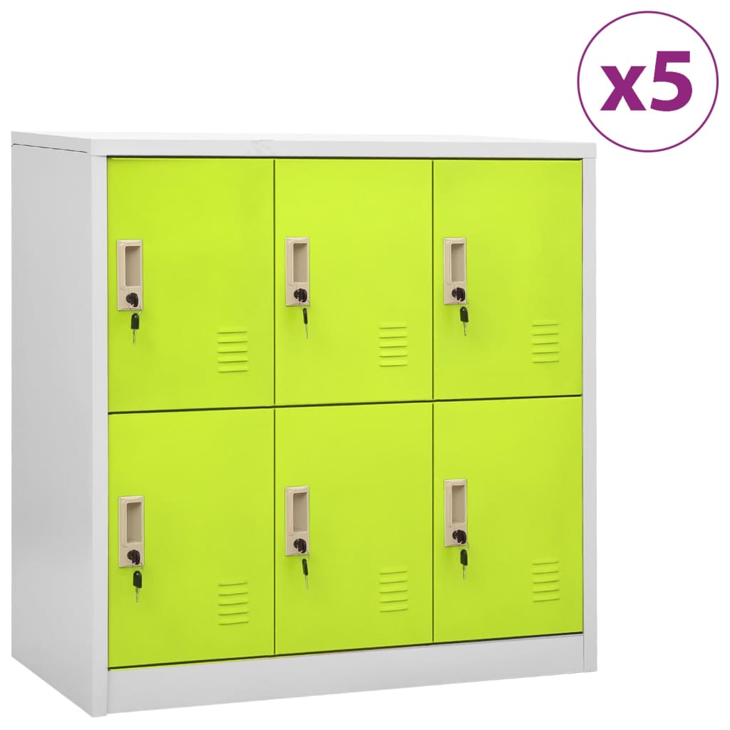 Cacifos 5 pcs 90x45x92,5 cm aço cinzento-claro e verde