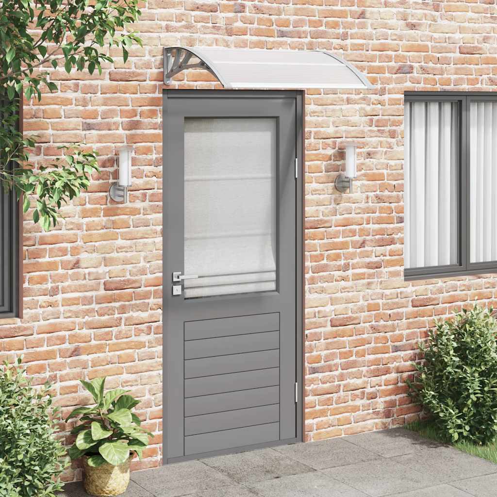 Cobertura de porta cinza e transparente 100x75 cm policarbonato