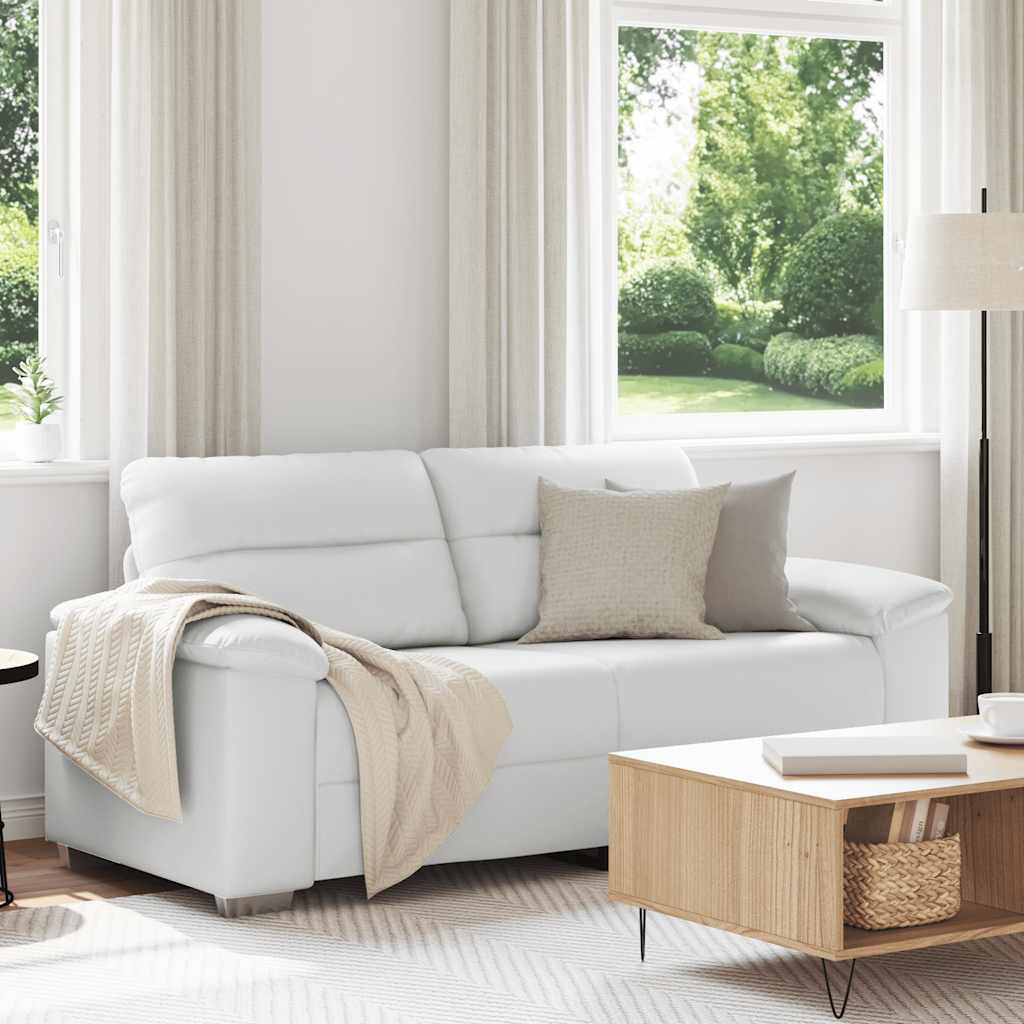 Sofá de 2 lugares branco, 180x81x84 cm, em couro sintético
