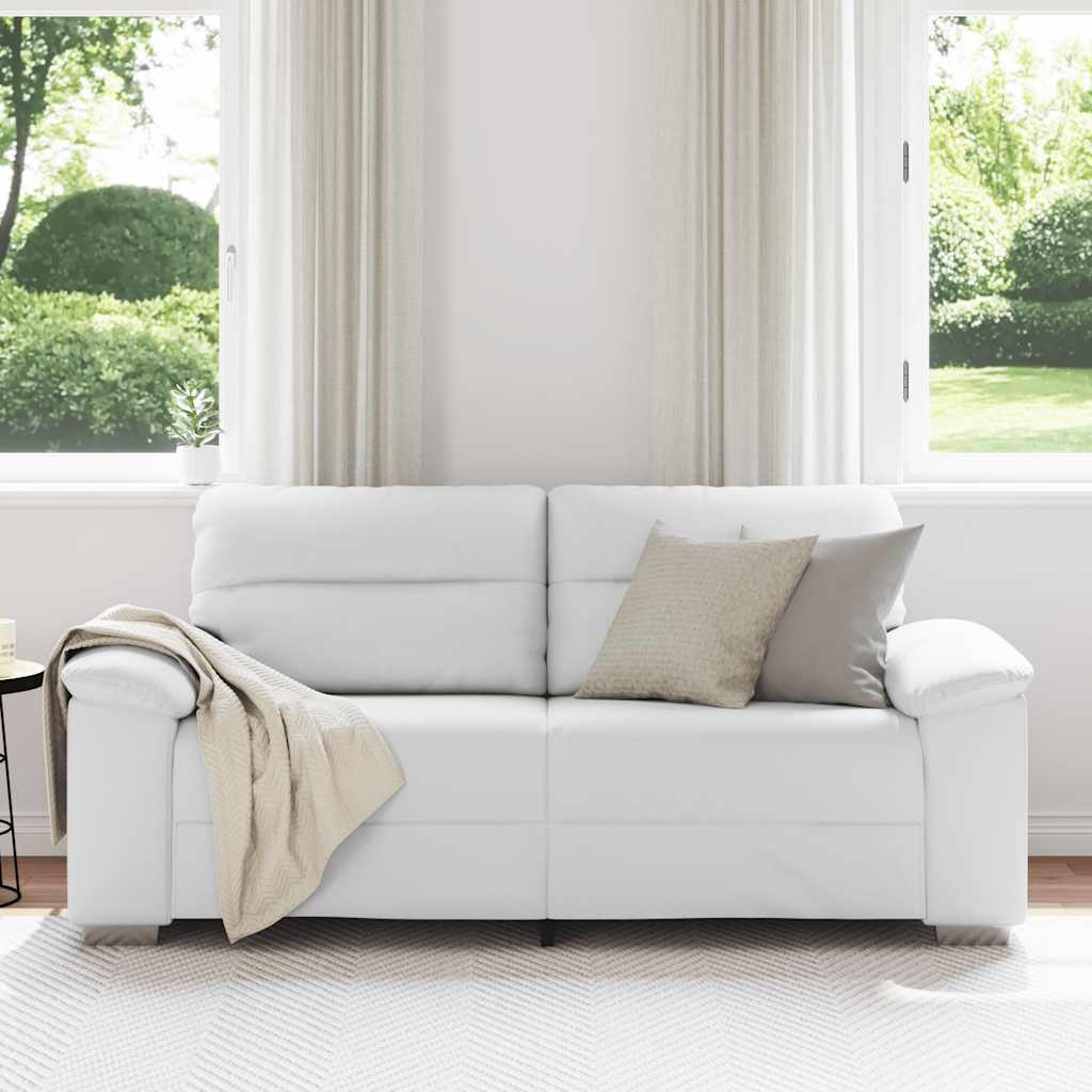 Sofá de 2 lugares branco, 180x81x84 cm, em couro sintético