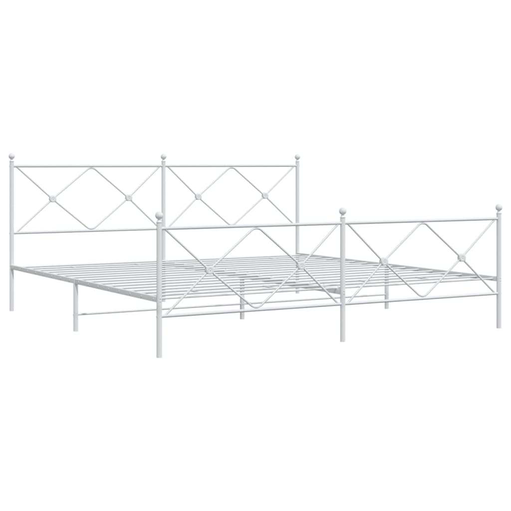 Estrutura de cama com cabeceira e pés 193x203 cm metal branco