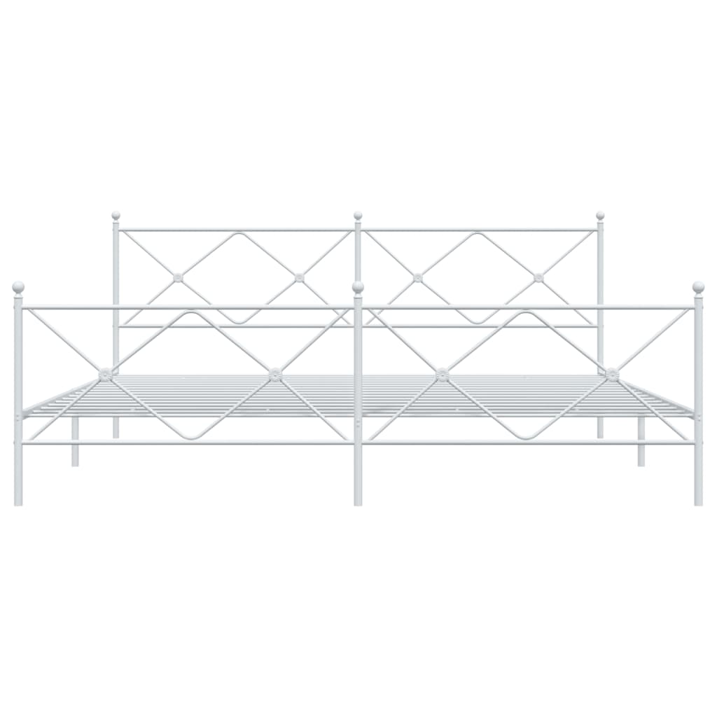 Estrutura de cama com cabeceira e pés 193x203 cm metal branco