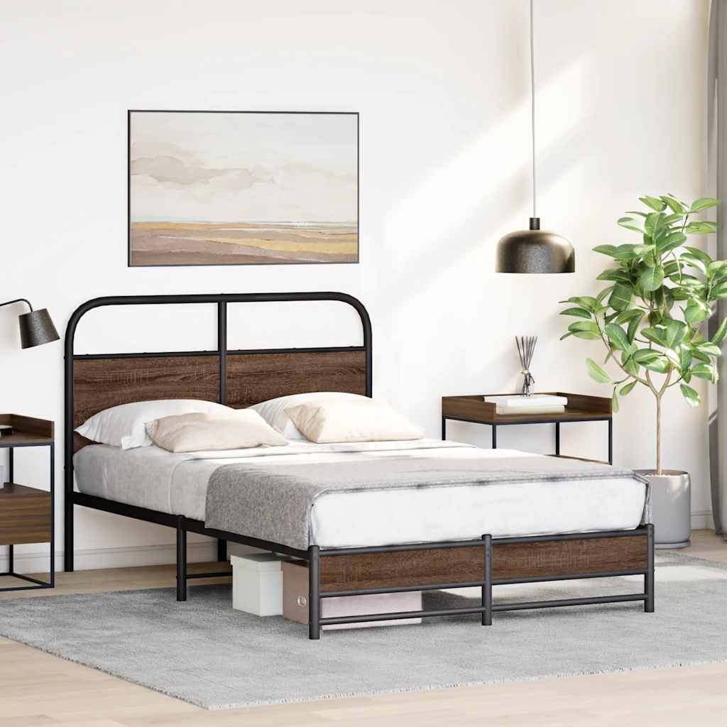 Estrutura cama s/ colchão derivados madeira carvalho castanho