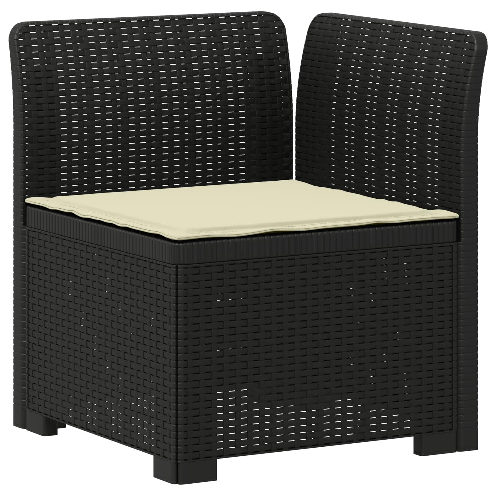 Sofá de jardim 1 lugar com almofada look rattan PP antracite