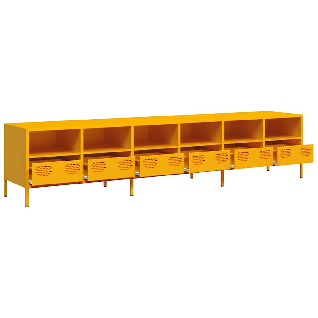 Móvel de TV 202x39x43,5 cm aço laminado a frio amarelo mostarda