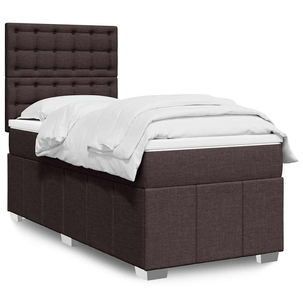 Cama com molas/colchão 90x200 cm tecido castanho-escuro