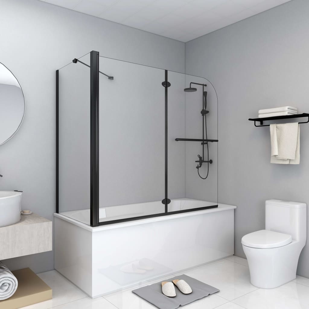 Divisória de chuveiro c/ dobragem dupla esg 120x68x130 cm preto