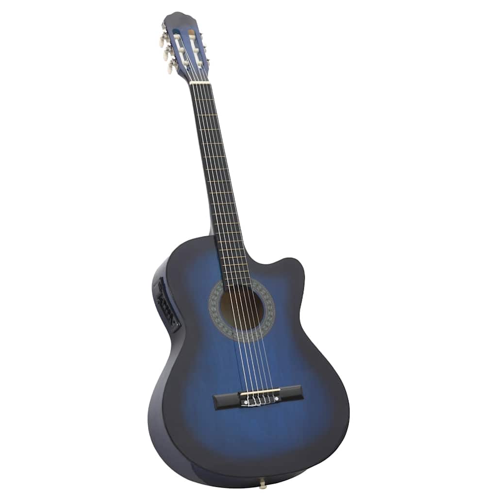 Guitarra clássica cutaway com equalizador e 6 cordas azul