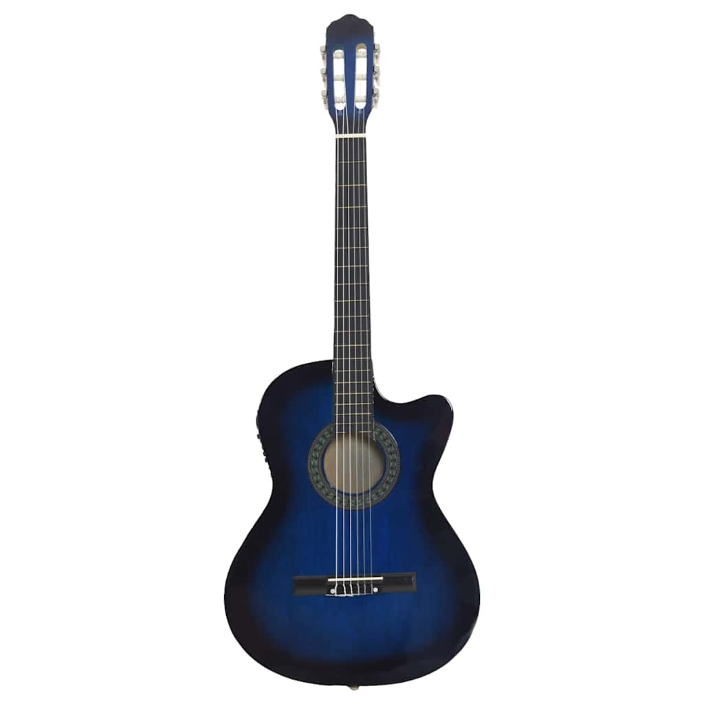Guitarra clássica cutaway com equalizador e 6 cordas azul