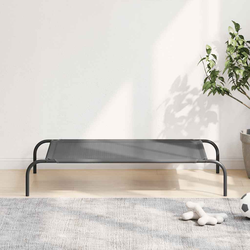Cama para cães elevada 110x65x20 cm textilene e aço cinzento