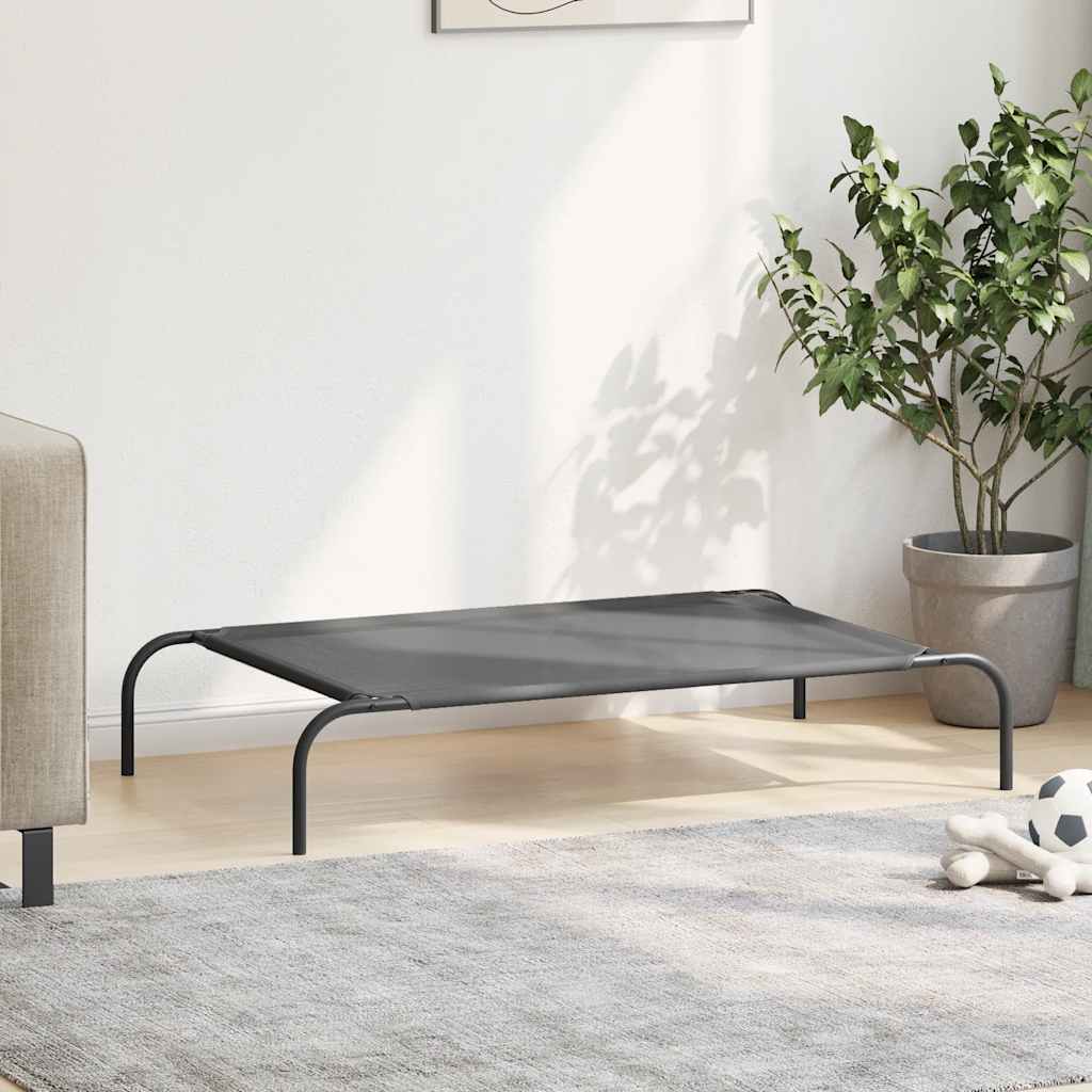 Cama para cães elevada 110x65x20 cm textilene e aço cinzento
