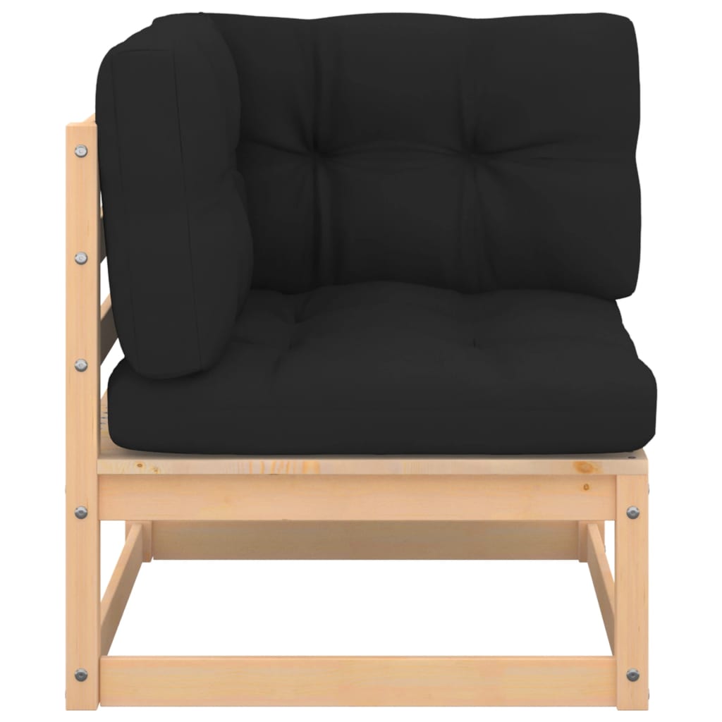 8 Pcs conjunto lounge de jardim c/ almofadões pinho maciço