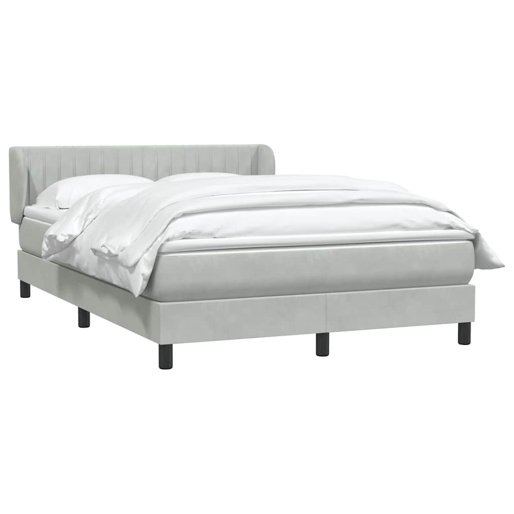 Cama com molas/colchão 160x210 cm veludo cinzento-claro