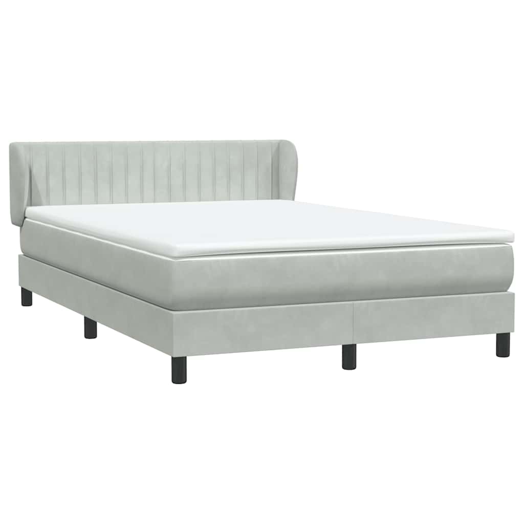 Cama com molas/colchão 160x210 cm veludo cinzento-claro
